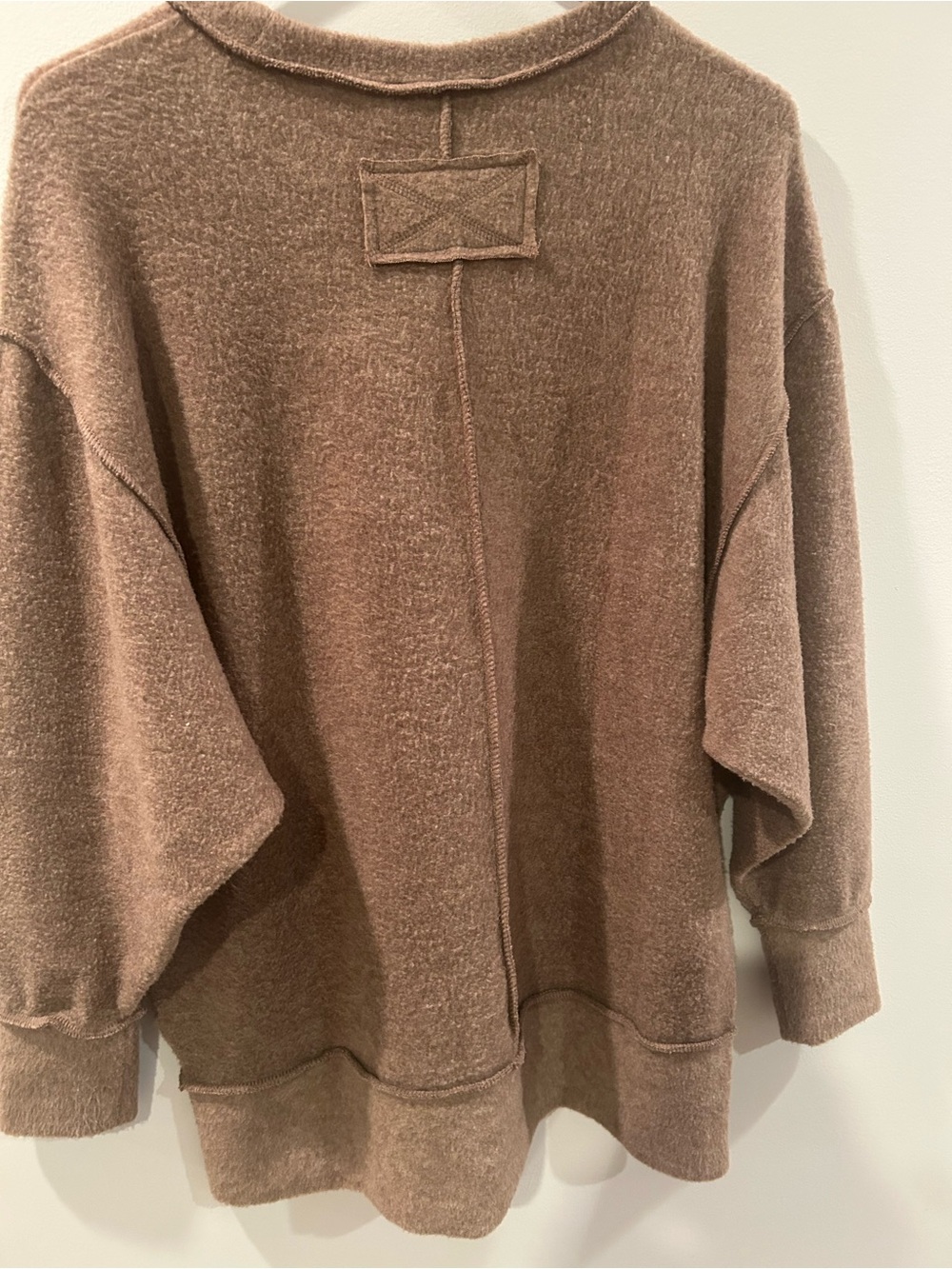 Zenana Brown Plush Crewneck Sweater - Picture 5 of 7